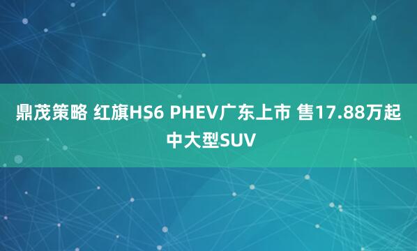 鼎茂策略 红旗HS6 PHEV广东上市 售17.88万起 中大型SUV